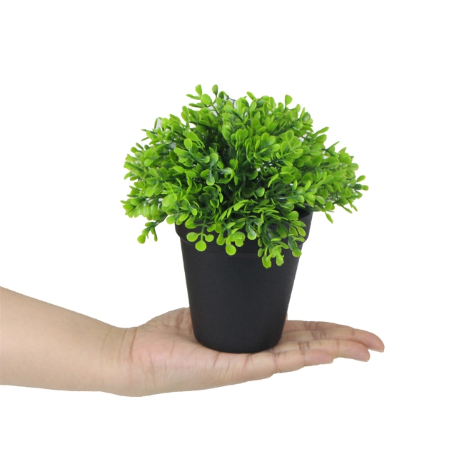 Mini Green Plastic Artificial Plant in Pot Bonsai Cheap Price for Desk Table Decoration