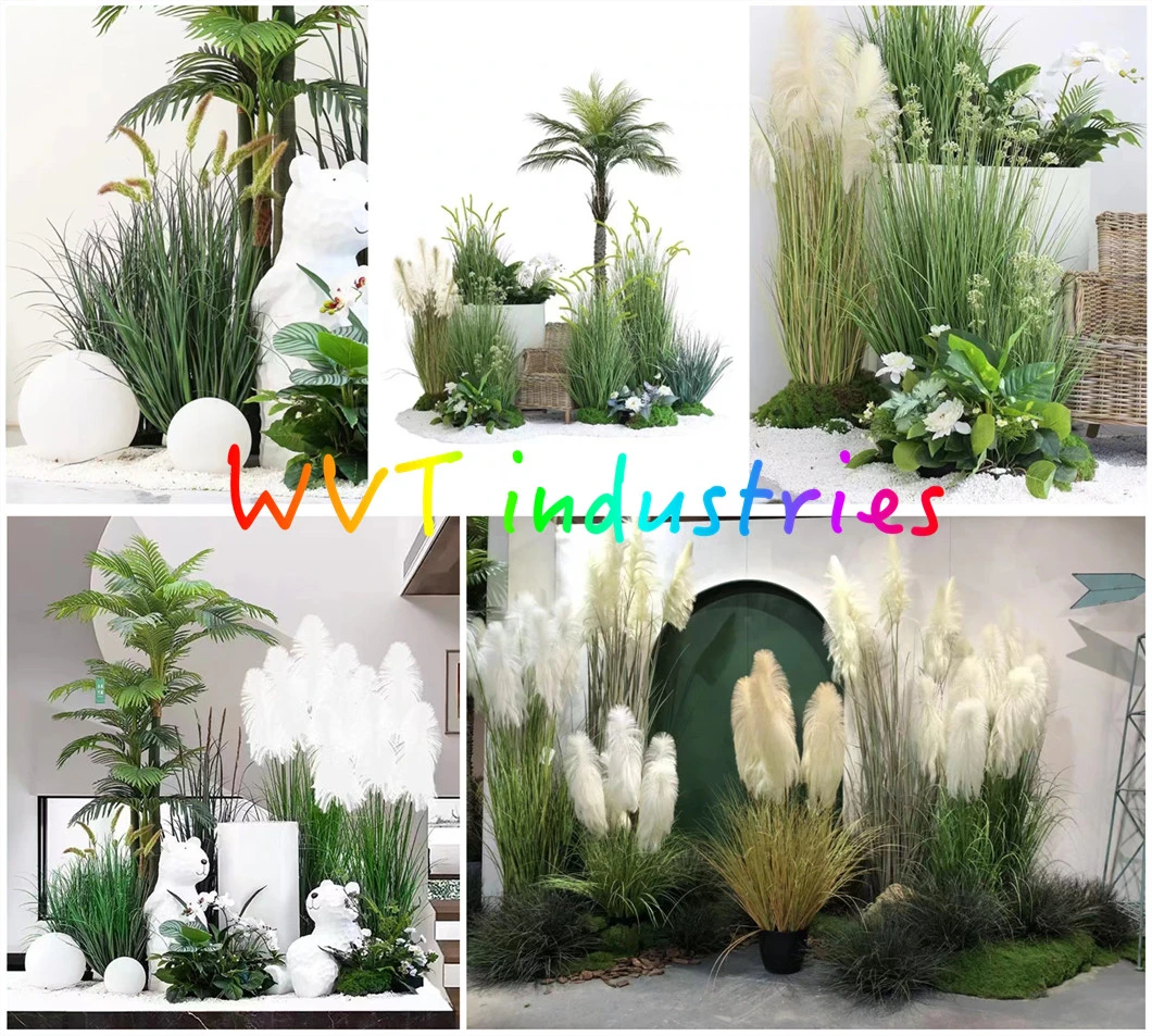 Faux Flower Tree Potted Plant Artificial Reed Pampas Bonsai for Wedding Decorative