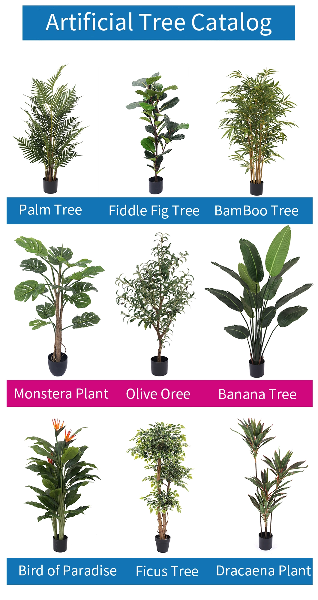 Plastic Plant Outdoor Artificial Plants Potted Bonsai Tree Artificial Banana Tree for Home Garden Ornaments