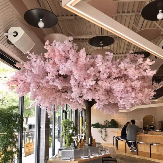 Grand arbre de fleur de cerisier rose artificiel de table de Sakura de taille adaptée aux besoins du client par extérieur d'intérieur pour le décor de mariage