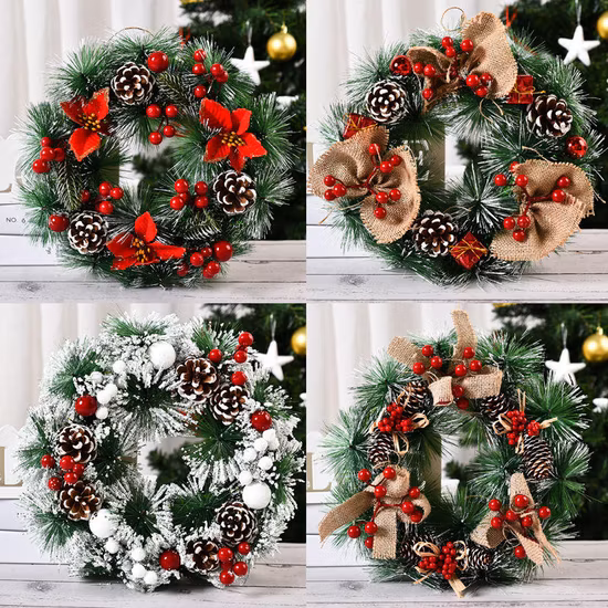 Guirlande de Noël de tiges de feuilles de vigne artificielles suspendues pour Noël