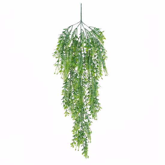 Vente en gros de plantes vertes en plastique artificielles suspendues pour la décoration de mariage au mur