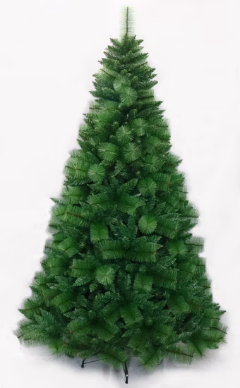 Arbre de Noël artificiel dense vert de haute qualité de 210 cm avec pomme de pin